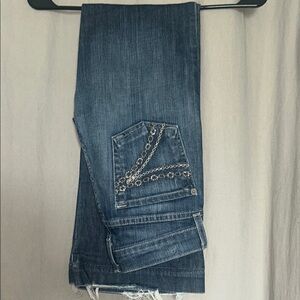 7 For All Mankind Blue Flare Wide Leg Jeans